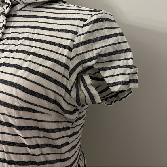 Esmara Dress Black & White Striped Linen Blend Viscose Short Sleeves Dress - Picture 3 of 9